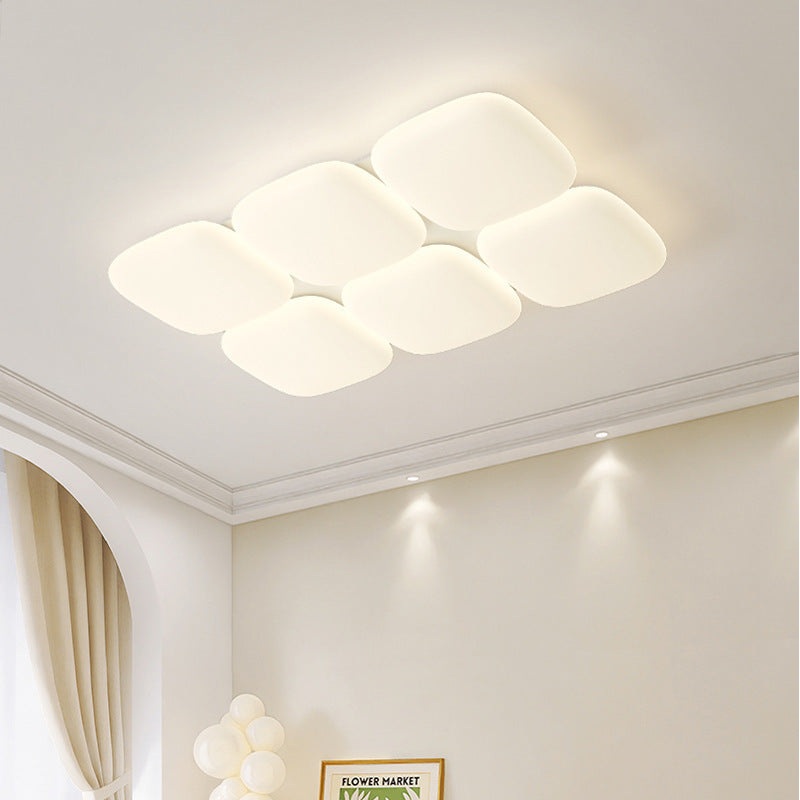 Modern Minimalist Iron PE Geometric Square LED Flush Mount Ceiling Light For Living Room