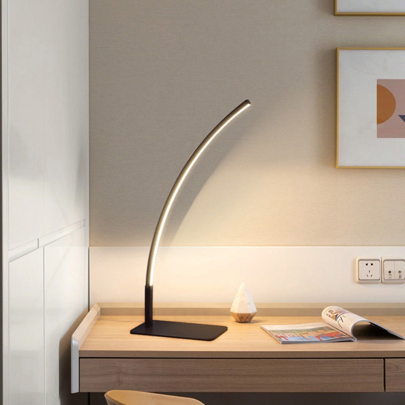 Modern Minimalist USB Curved Iron Aluminum LED Desk Lamp For Study