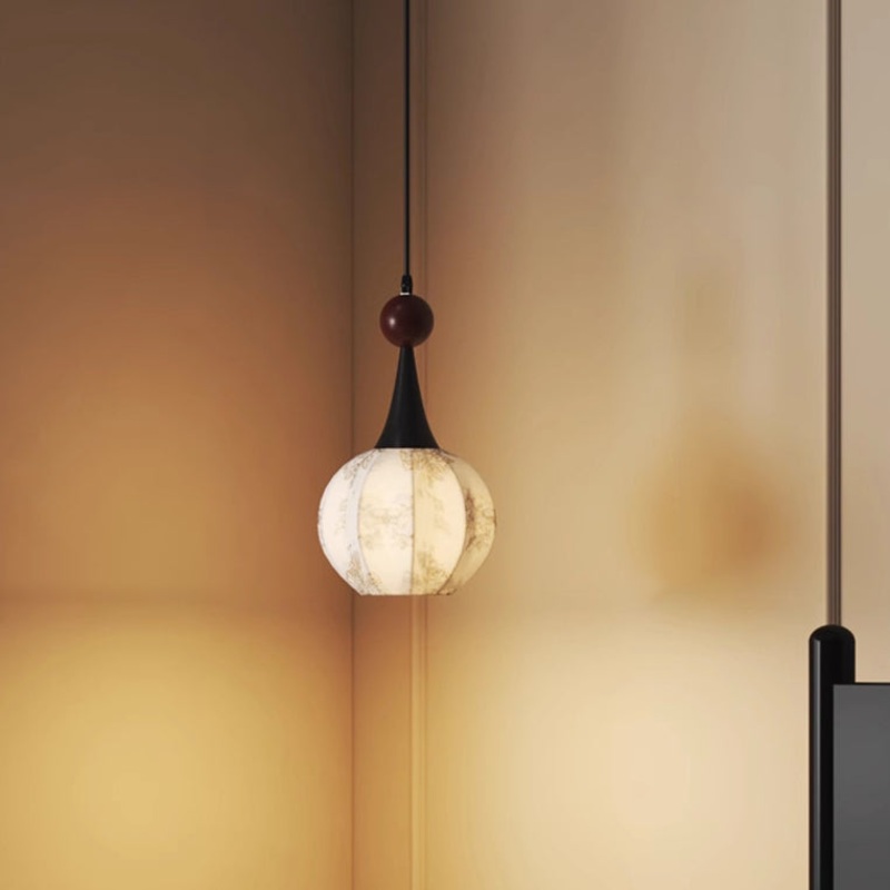 Traditional French Iron Fabric Ball Flower Pattern 1-Light Pendant Light For Bedside