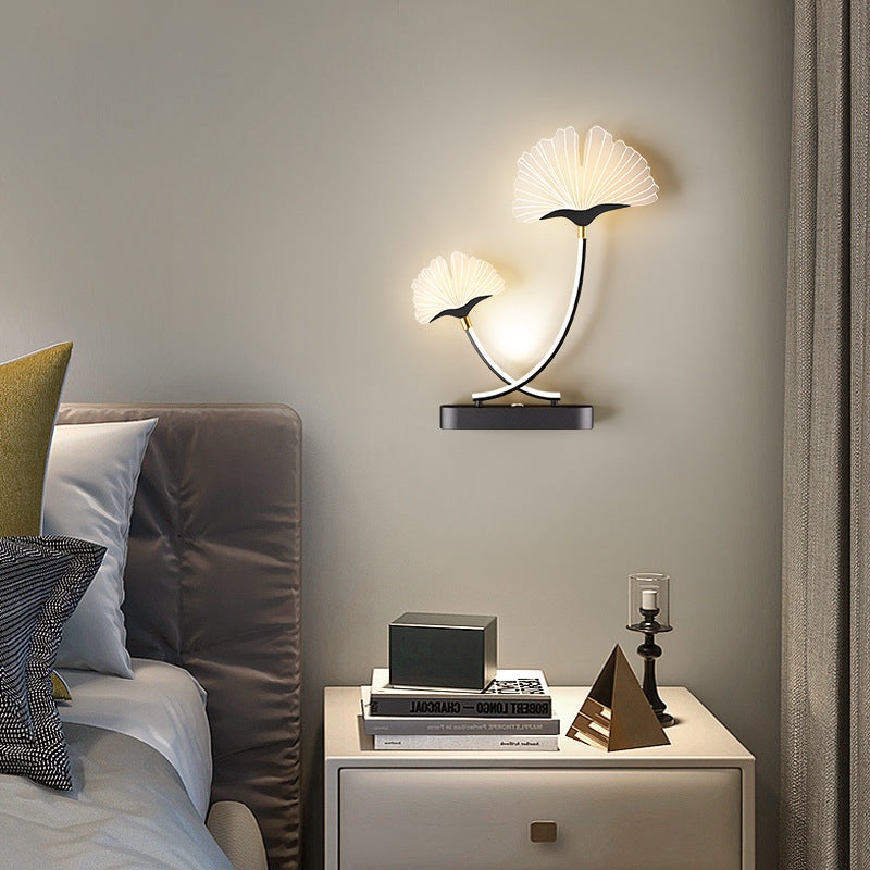 Contemporary Creative Double Flower Iron Aluminum Acrylic LED Wall Sconce Lamp For Bedroom