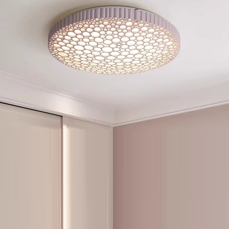 Contemporary Creative Honeycomb Round Iron Acrylic LED Flush Mount Ceiling Light For Bedroom