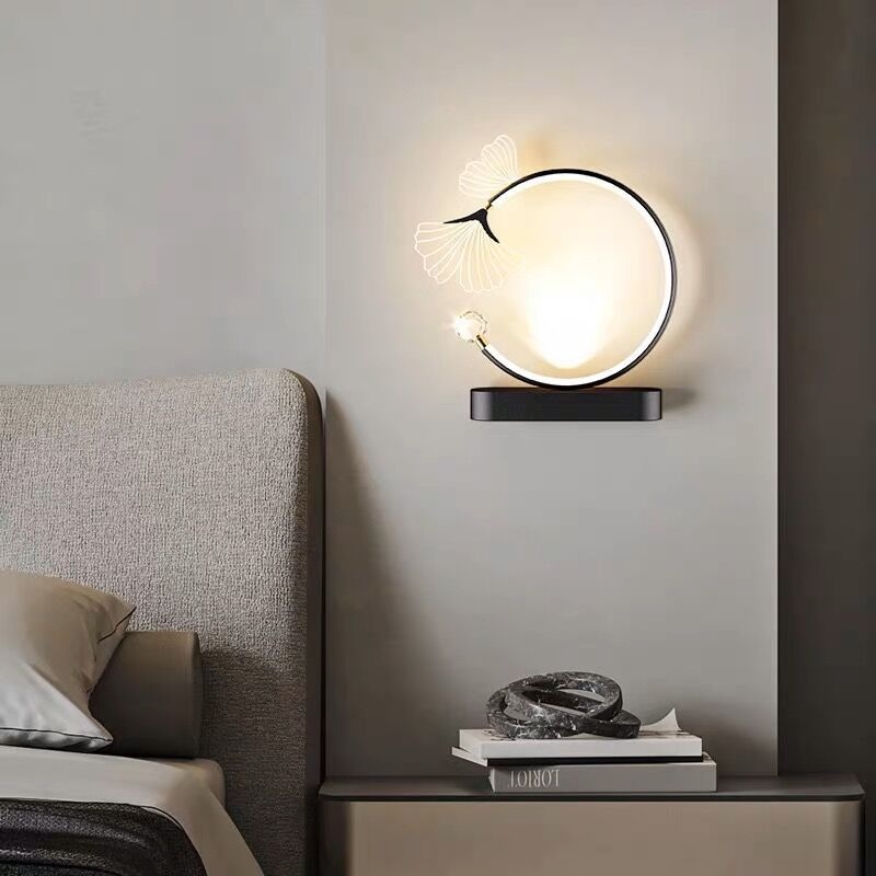 Contemporary Creative Round Flower Iron Aluminum Acrylic LED Wall Sconce Lamp For Bedroom