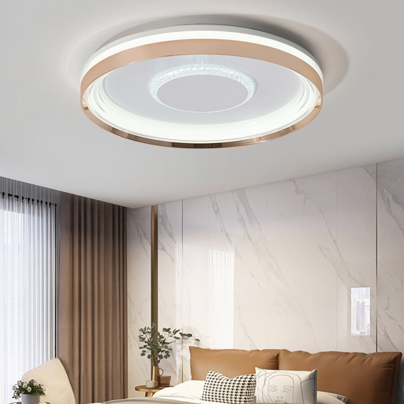 Modern Luxury Round Metal Acrylic LED Flush Mount Ceiling Light For Bedroom