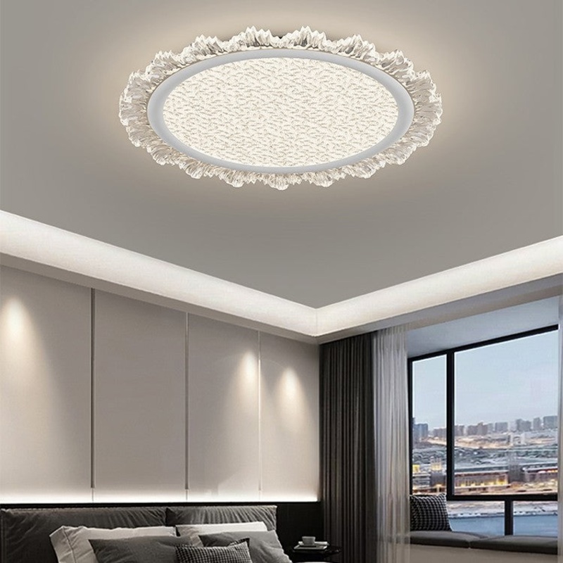 Modern Luxury Transparent Round Aluminum Acrylic LED Flush Mount Ceiling Light For Bedroom