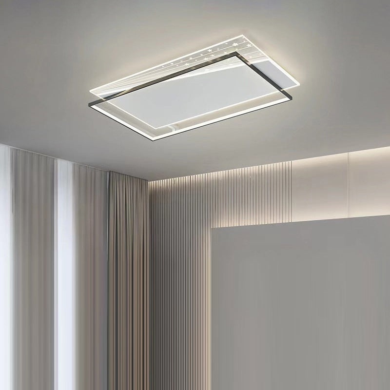 Modern Minimalist Rectangle Oval Round Square Acrylic Iron LED Flush Mount Ceiling Light For Living Room