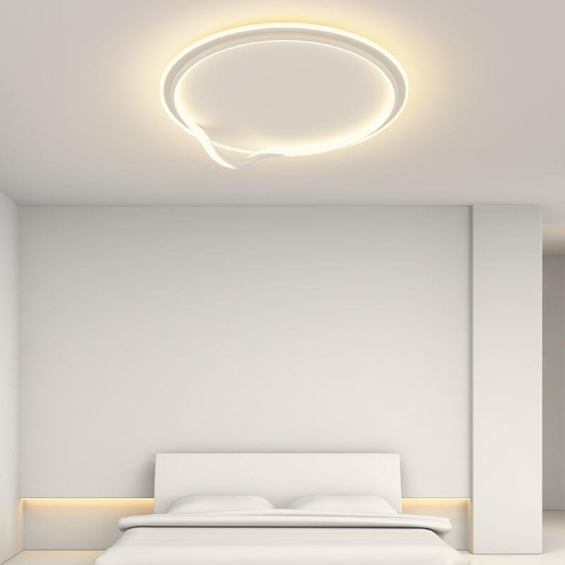 Modern Minimalist Square Round Bent Iron Aluminum LED Flush Mount Ceiling Light For Living Room