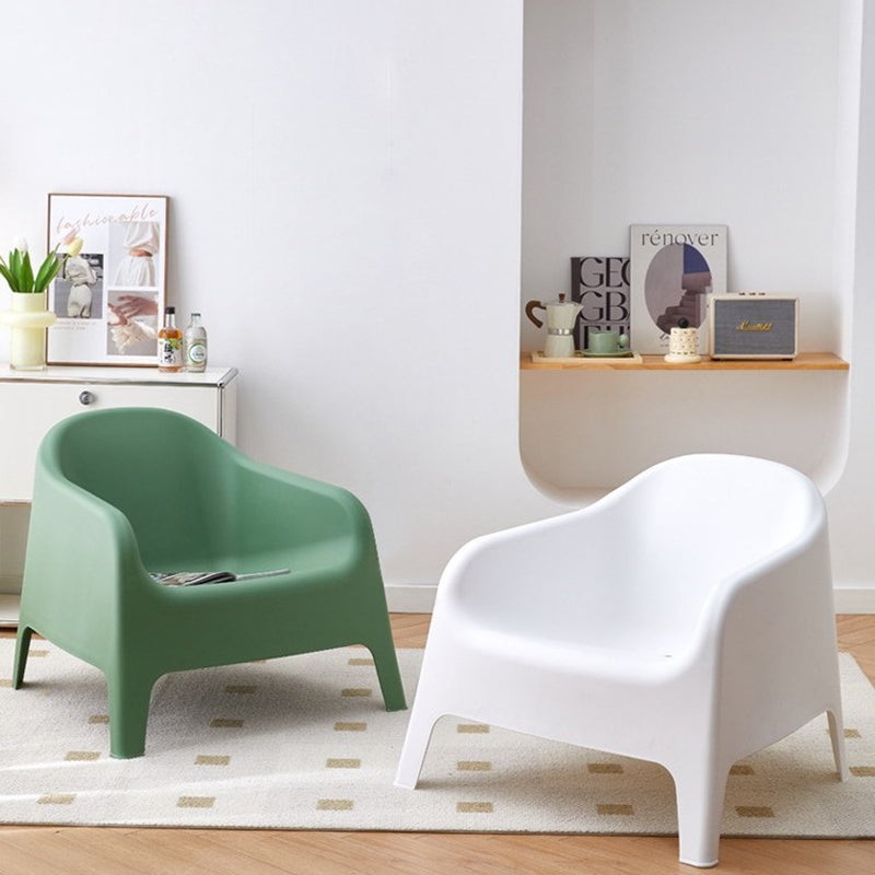 Modern Simplicity Curved Square Plastic Accent Chair Backrest Armrest For Living Room