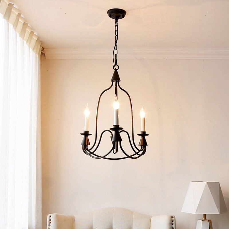 Traditional Rustic Candelabra Iron Frame Glass 3/6/8-Light Chandelier For Living Room