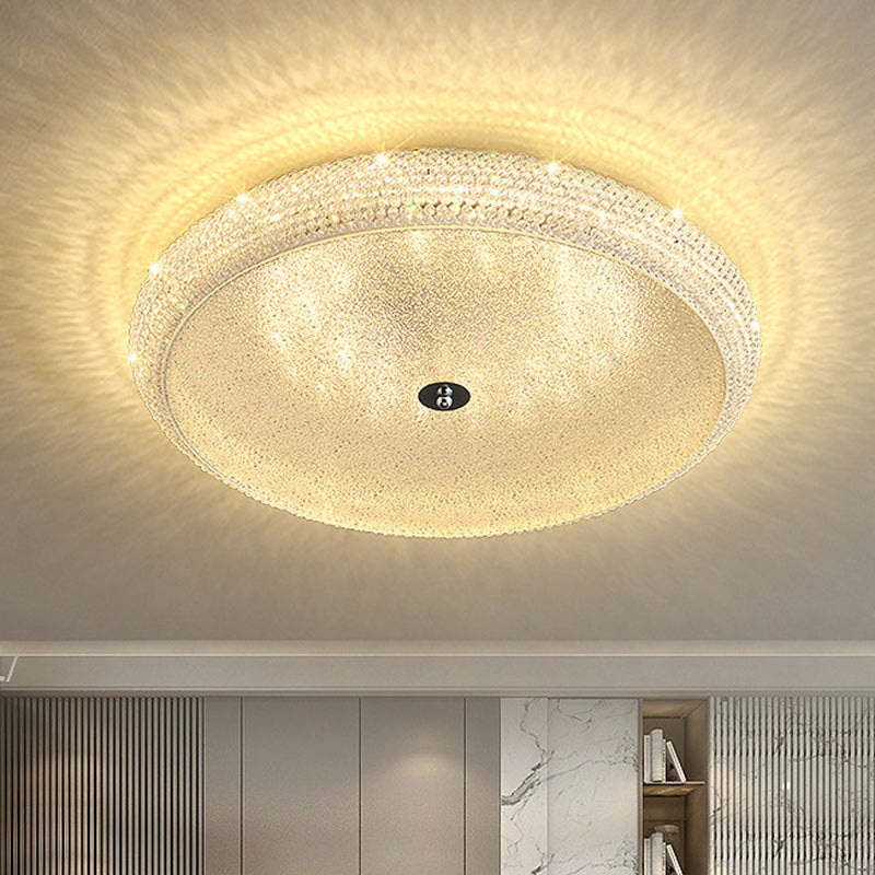 Contemporary Luxury Iron Crystal Round LED Flush Mount Ceiling Light For Bedroom