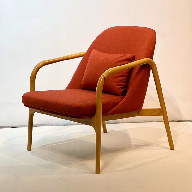 Contemporary Nordic Curved Leather Solid Wood Dining Chair Backrest Armrest For Dining Room