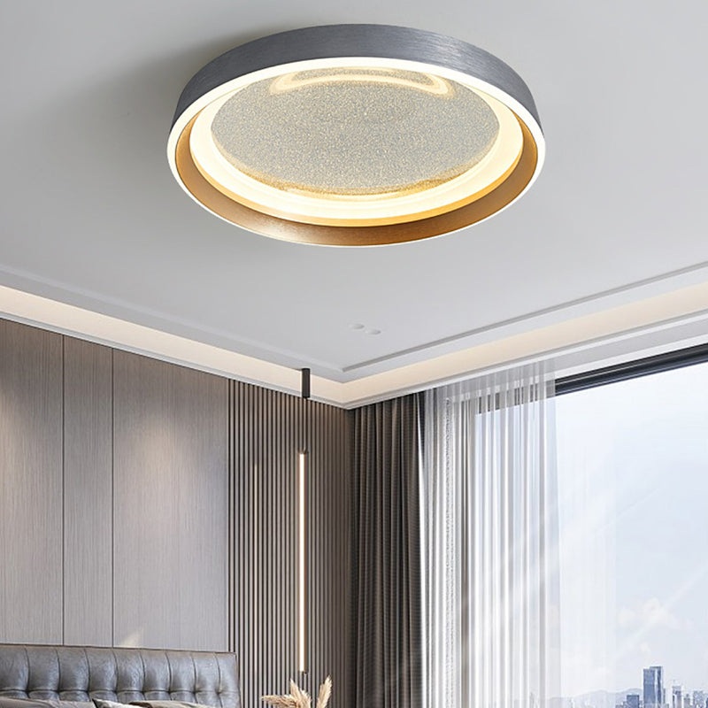 Modern Luxury Round Star Iron Aluminum Acrylic LED Flush Mount Ceiling Light For Bedroom