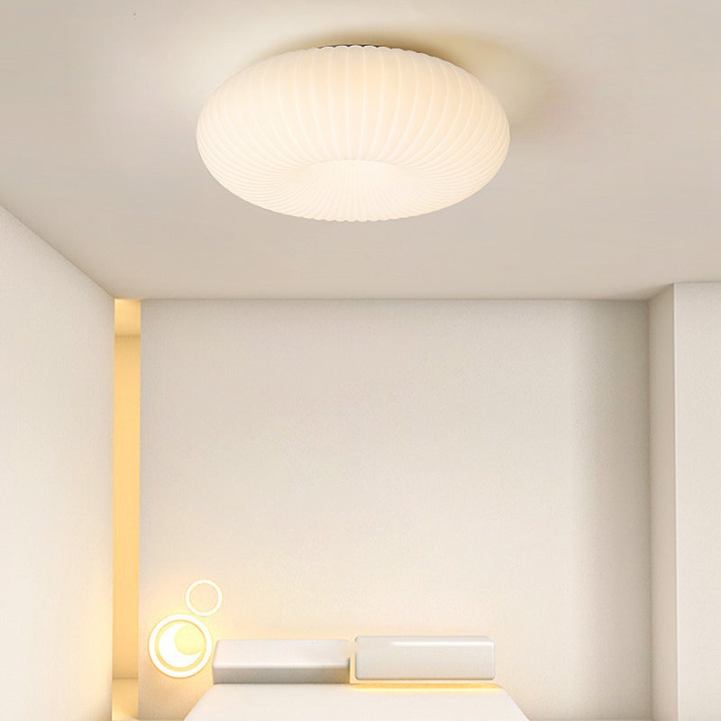 Modern Minimalist Striped Round Oval Hardware PE LED Flush Mount Ceiling Light For Bedroom