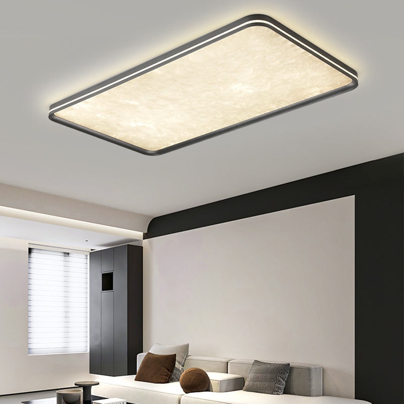 Modern Simplicity Aluminum Acrylic Rectangular Square Round Enamel Ice Flower Texture LED Flush Mount Ceiling Light For Living Room