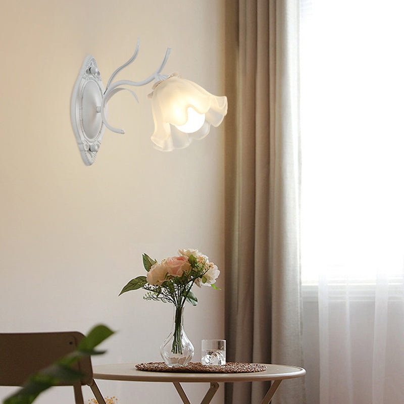 Contemporary Creative Flower Branch Iron Glass 1/2 Light Wall Sconce Lamp For Living Room
