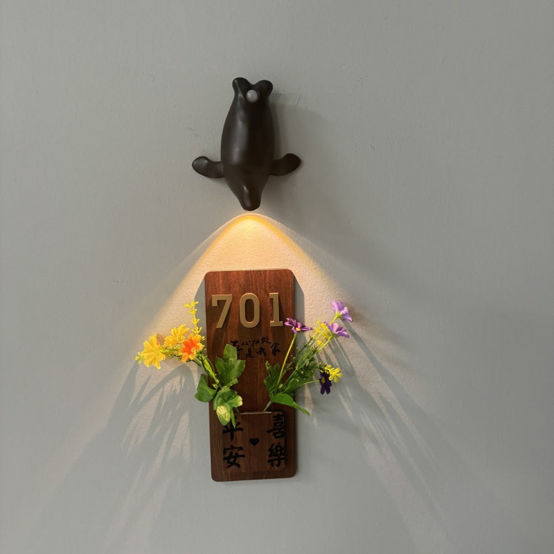 Contemporary Creative Rechargeable Battery Human Sensor Sea Lion PC LED Wall Sconce Lamp For Bedside