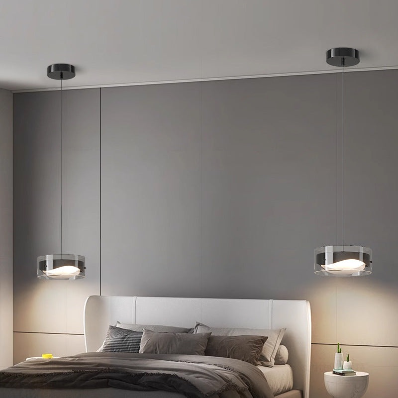 Contemporary Simplicity Dome Round Transparent Glass Iron LED Pendant Light For Bedroom