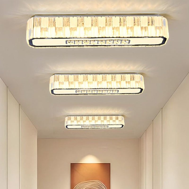Modern Minimalist Rectangular Stainless Steel Acrylic 5/7 Light Flush Mount Ceiling Light For Living Room