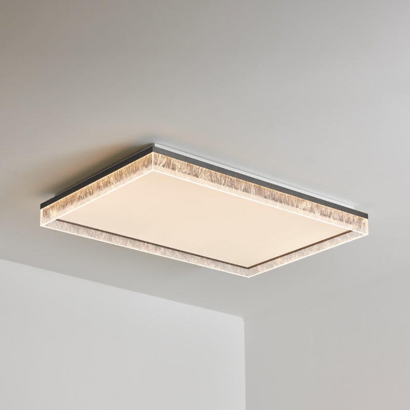 Modern Minimalist Square Rectangle Iron Aluminum Acrylic LED Flush Mount Ceiling Light For Living Room