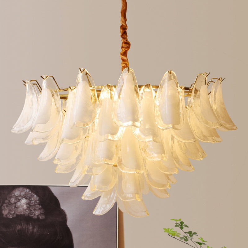 Traditional French Shell Round Iron Glass 6/8/12 Light Chandelier For Living Room