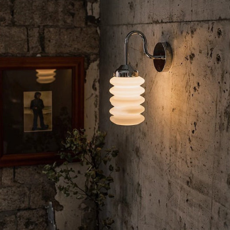 Contemporary Nordic Brass Glass Column Shade 1-Light Wall Sconce Lamp For Bedroom