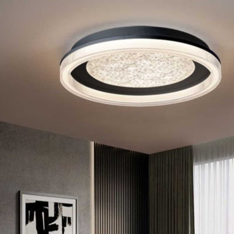 Modern Minimalist Round Iron Acrylic Starry Sky LED Flush Mount Ceiling Light For Bedroom
