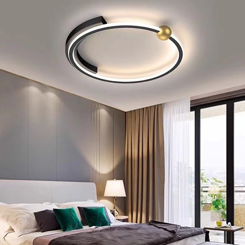 Modern Minimalist Round Iron Silicone LED Flush Mount Ceiling Light For Bedroom