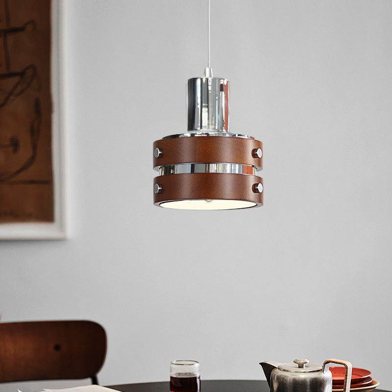 Traditional Vintage Cylinder Cake Shape Iron 1-Light Pendant Light For Living Room