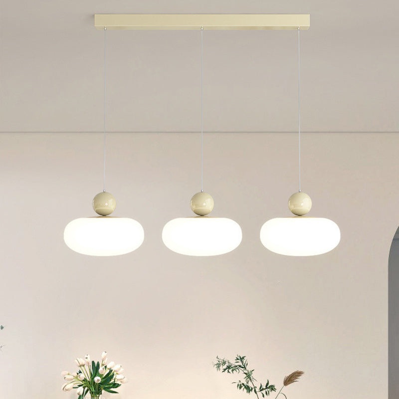 Contemporary Creative Oval Iron Plastic 3-Light Pendant Light For Living Room