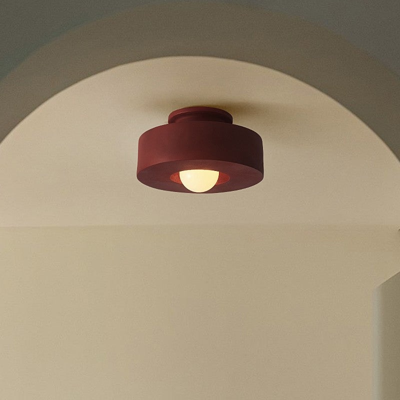 Contemporary Nordic Round Plastic 1-Light Semi-Flush Mount Ceiling Light For Living Room