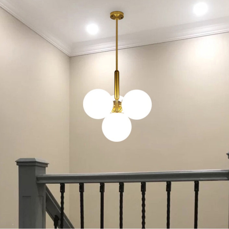 Modern Minimalist Magic Bean Branch Glass Iron 4-Light Chandelier For Living Room