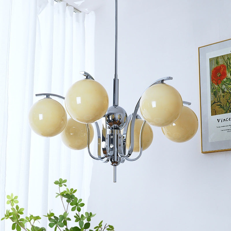 Modern Minimalist Oval Iron Glass 3/5-Light Chandelier For Living Room