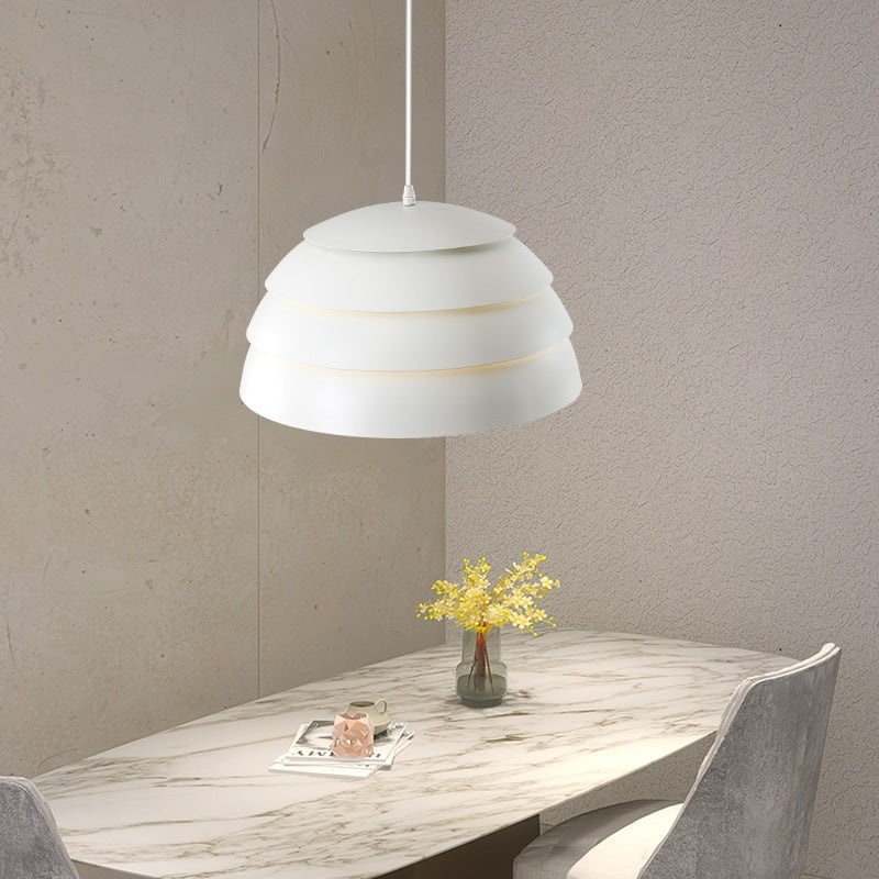 Traditional Japanese Dome Aluminum Silicone 1-Light Pendant Light For Living Room