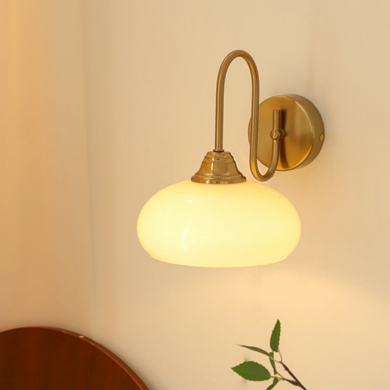 Traditional Vintage Oval Copper Glass 1-Light Wall Sconce Lamp For Living Room