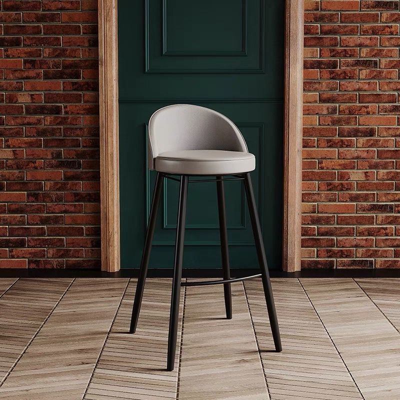 Contemporary Nordic Iron Curved Low Back Upholstered Bar Stool For Dining Room