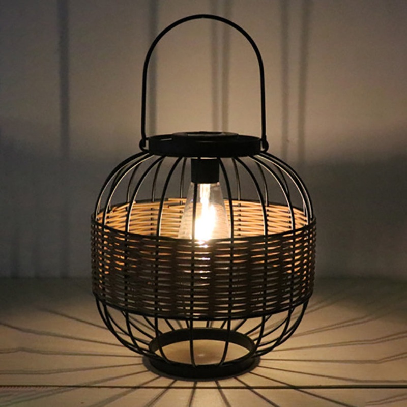 Traditional Vintage Rattan Iron Ball 1-Light Outdoor Light For Garden