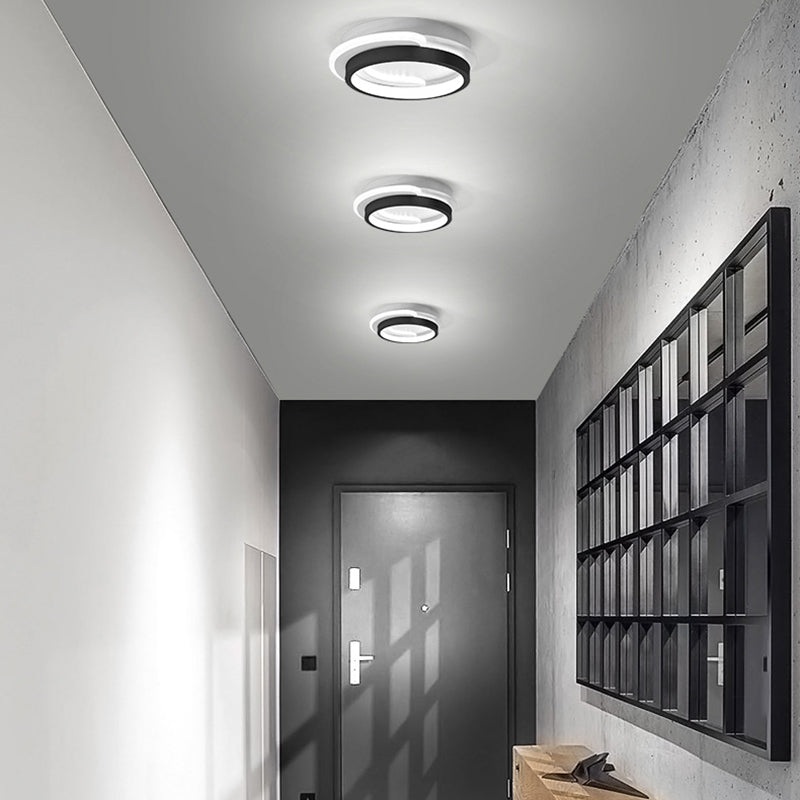 Modern Minimalist Square Round Diamond Iron Aluminum Acrylic Silicone LED Flush Mount Ceiling Light For Hallway