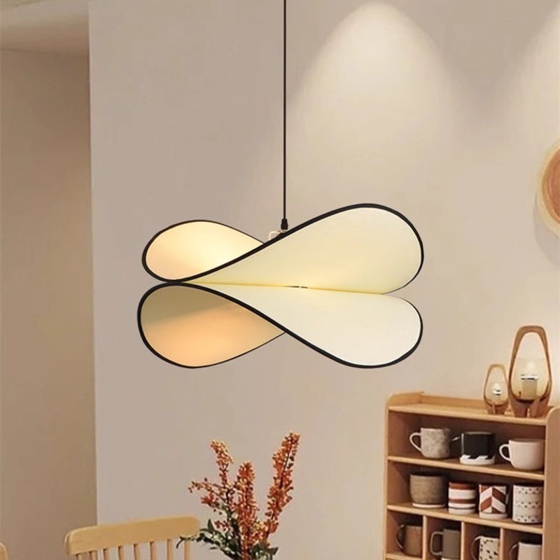 Traditional French Potato Chip Shape Iron Fabric 1-Light Pendant Light For Bedroom