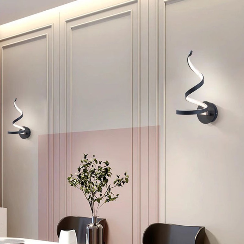 Contemporary Creative Curved Line Round Silicone Iron Aluminum LED Wall Sconce Lamp For Living Room