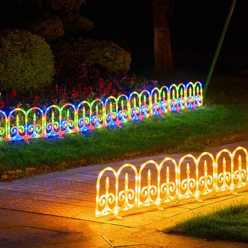 Contemporary Creative Solar Waterproof PVC Fence 8-Piece Splicable Lawn Decoration LED Outdoor Light Landscape Lighting For Garden