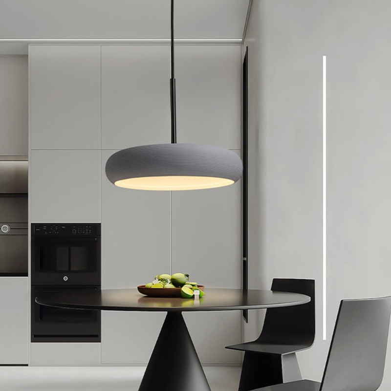 Contemporary Scandinavian Gypsum Geometric Ring LED Pendant Light For Living Room