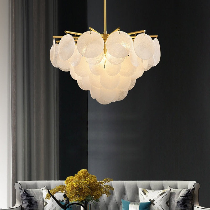 Contemporary Scandinavian Tapered Round Branch Glass Copper 6/8/10 Lights Chandelier For Living Room