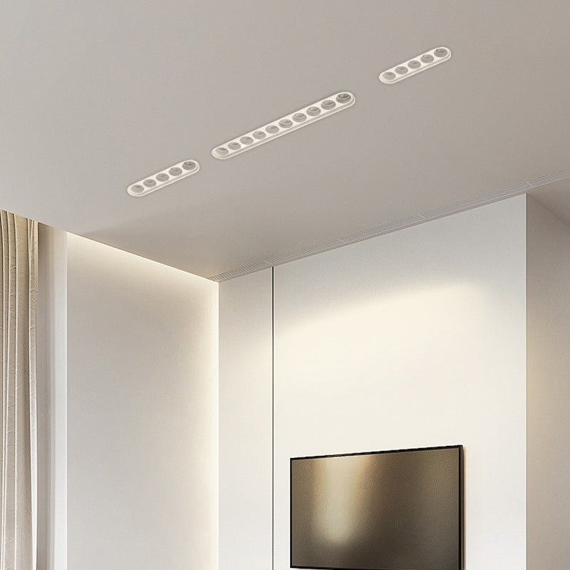 Modern Minimalist Aluminum Line Oval Recessed LED Flush Mount Ceiling Light Spotlight For Living Room