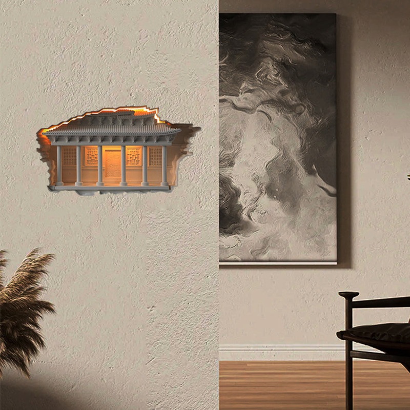Traditional Chinese Plaster Embossed Palace Human Sensor Recessed LED Wall Sconce Lamp For Hallway