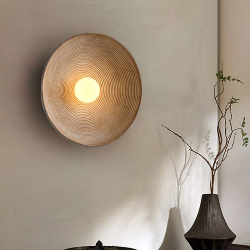 Traditional Vintage Bowl Round Resin Glass 1-Light Wall Sconce Lamp For Living Room