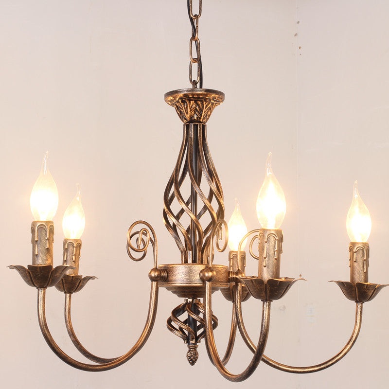 Traditional Vintage Branch Candle Holder Iron 4/5 Light Chandelier For Living Room