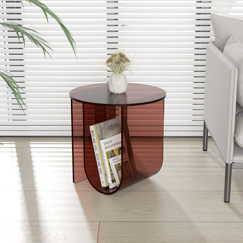 Contemporary Creative U-Shape Round Acrylic End Table 1-Tier For Living Room