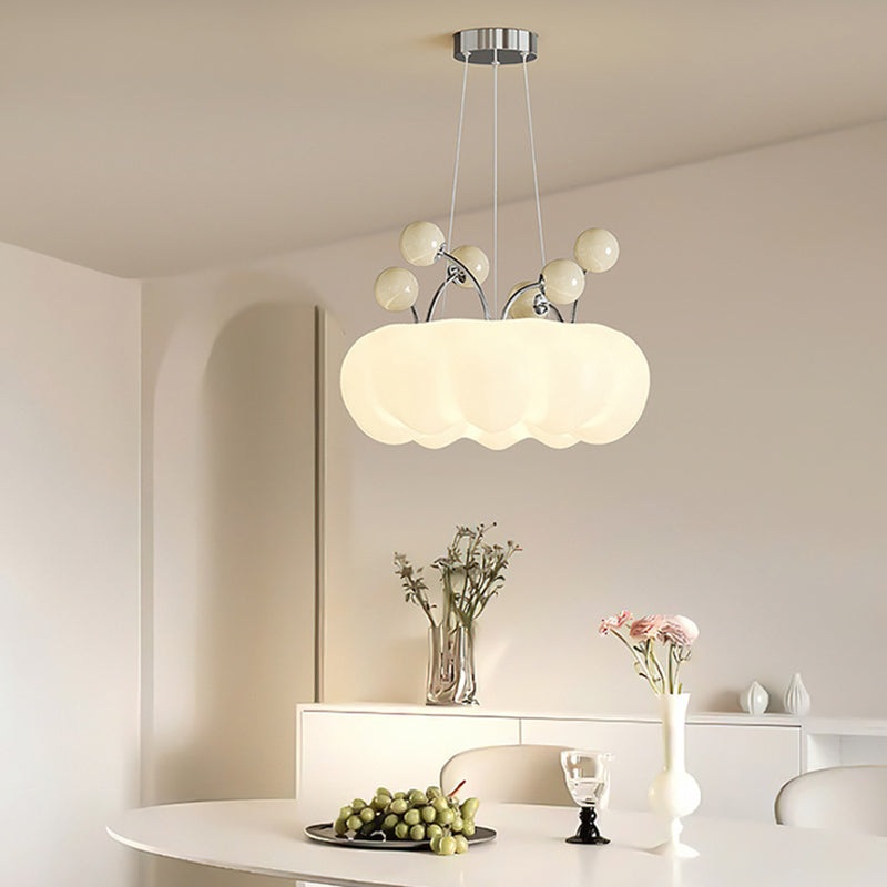 Contemporary Nordic Dome Cloud Shape Orbs Iron Glass LED Chandeliers For Dining Room