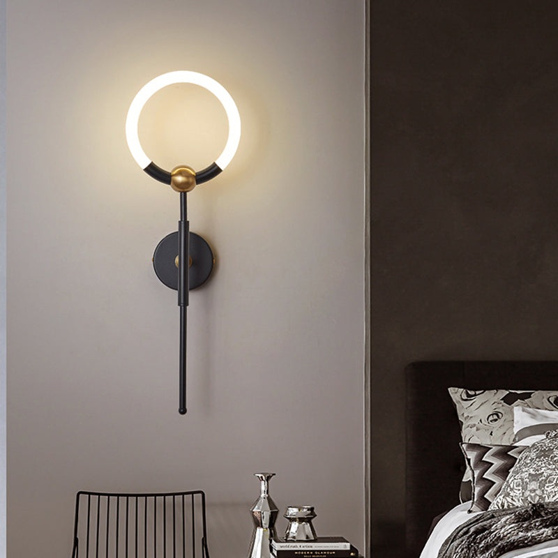 Contemporary Nordic Round Circle Iron Acrylic LED Wall Sconce Lamp For Living Room