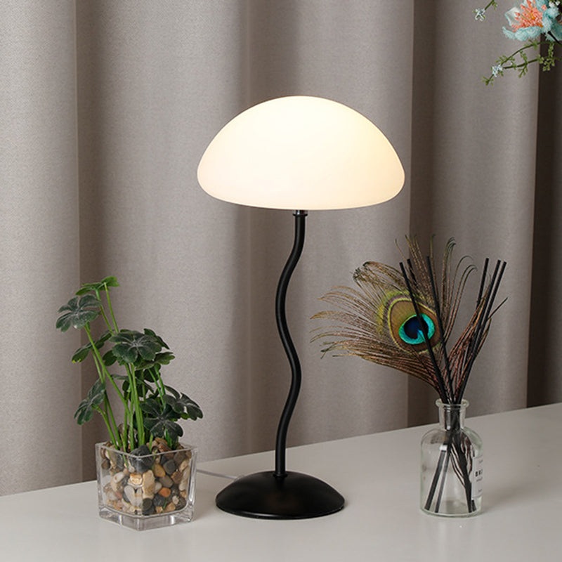 Contemporary Simplicity Mushroom Shape ABS Lampshade Iron Base LED Table Lamp For Bedroom