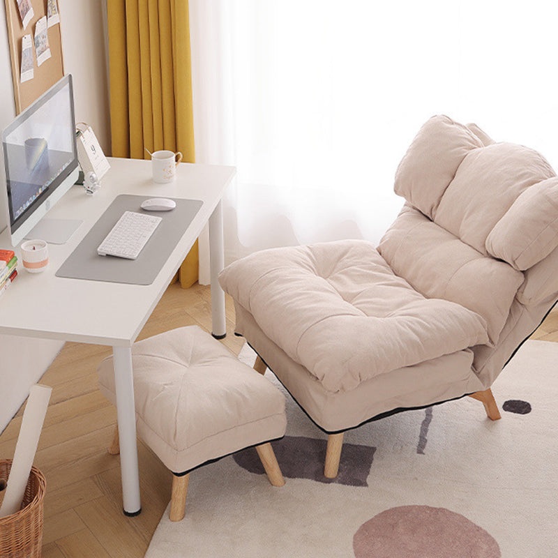 Modern Minimalist Rectangle Square Foldable Tech Fabric Cotton Linen Solid Wood Accent Chair Backrest For Living Room
